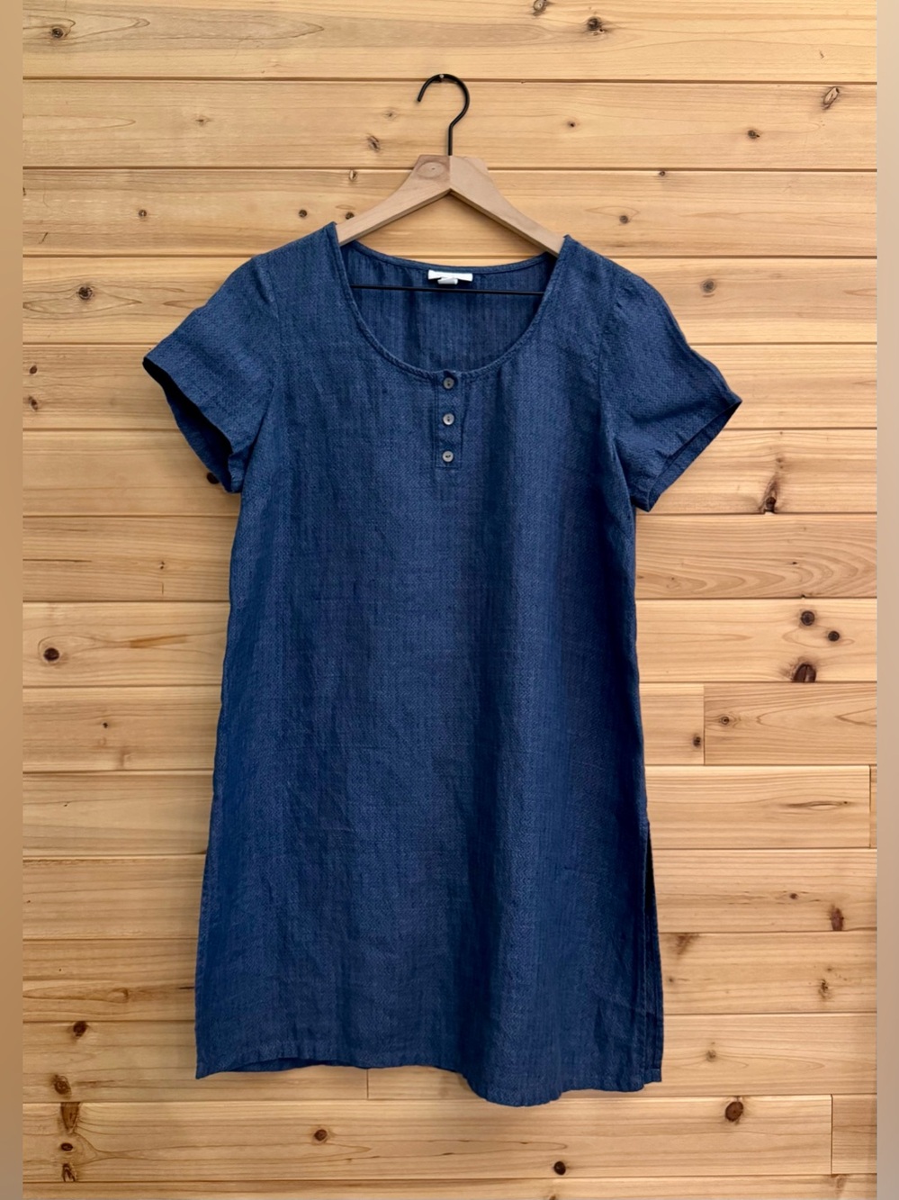 J Jill XS Love Linen Denim Chambray Tunic Dress Cruise Vacation Summer Nautical